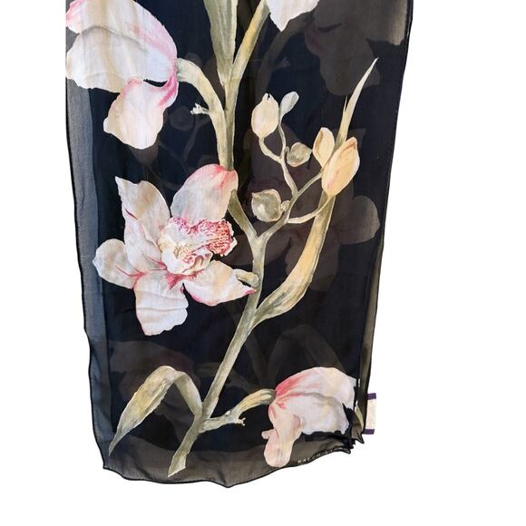 Ralph Lauren Purple Label Rectangular Silk Chiffon Scarf Classic Lilly Print - Picture 3 of 11
